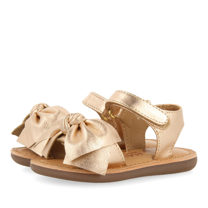 ROSE GOLD LEATHER SANDALS WITH BOW FOR BABY ITALA