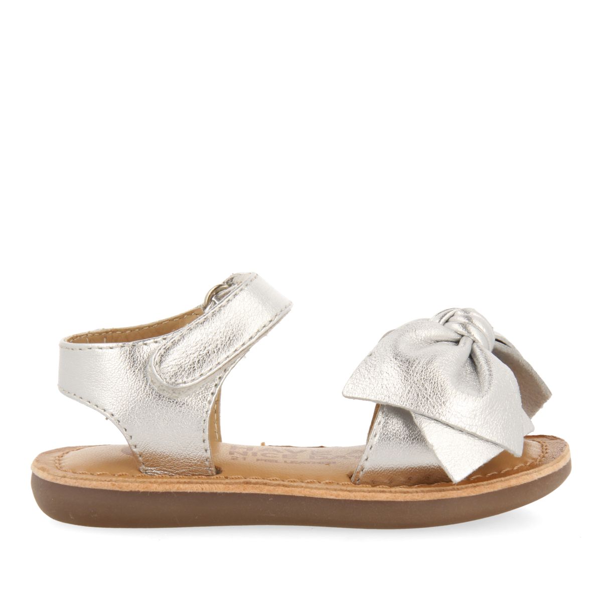 SANDALIAS PLATEADAS DE PIEL CON LAZO PARA BEBÉ ITALA