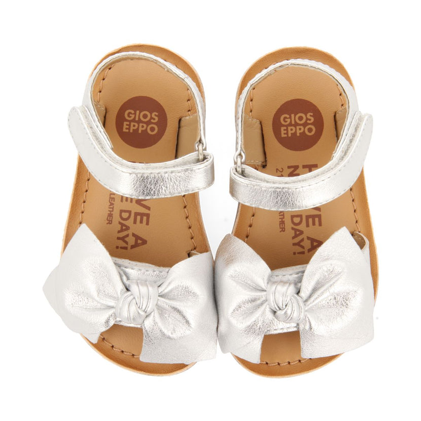 SANDALI ARGENTATI IN PELLE CON FIOCCO PER BAMBINO ITALA