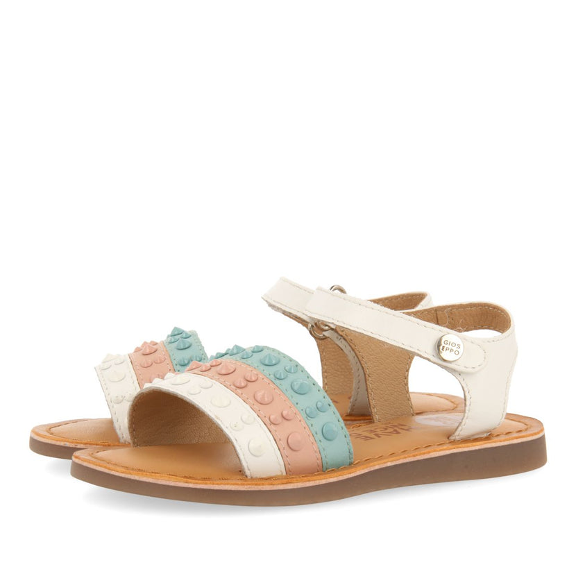 MULTICOLOR LEATHER SANDALS WITH STUDS FOR GIRLS AND BOYS TROINA