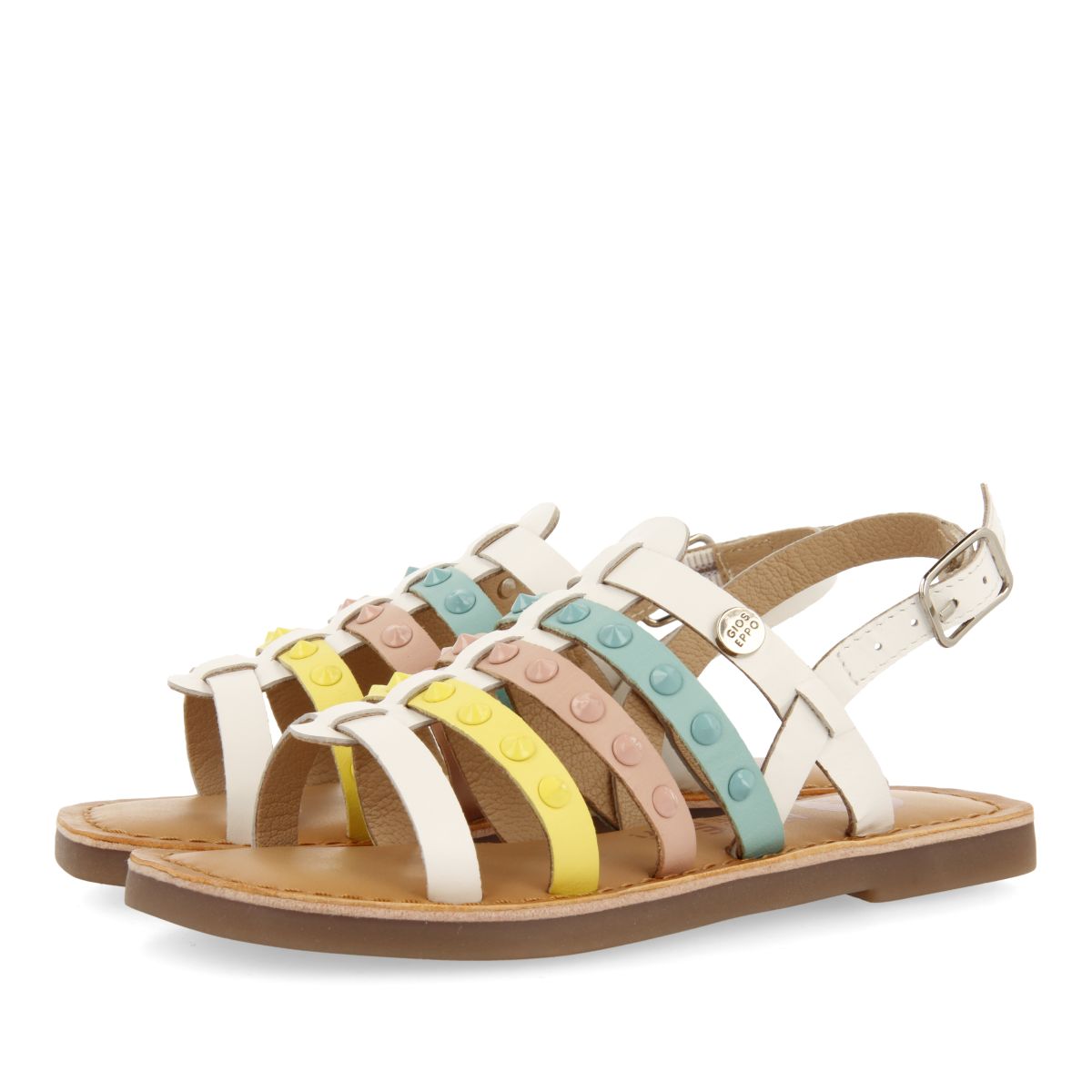 SANDALIAS MULTICOLOR DE PIEL ESTILO ROMANAS PARA NIÑA Y NIÑO BEYNAC