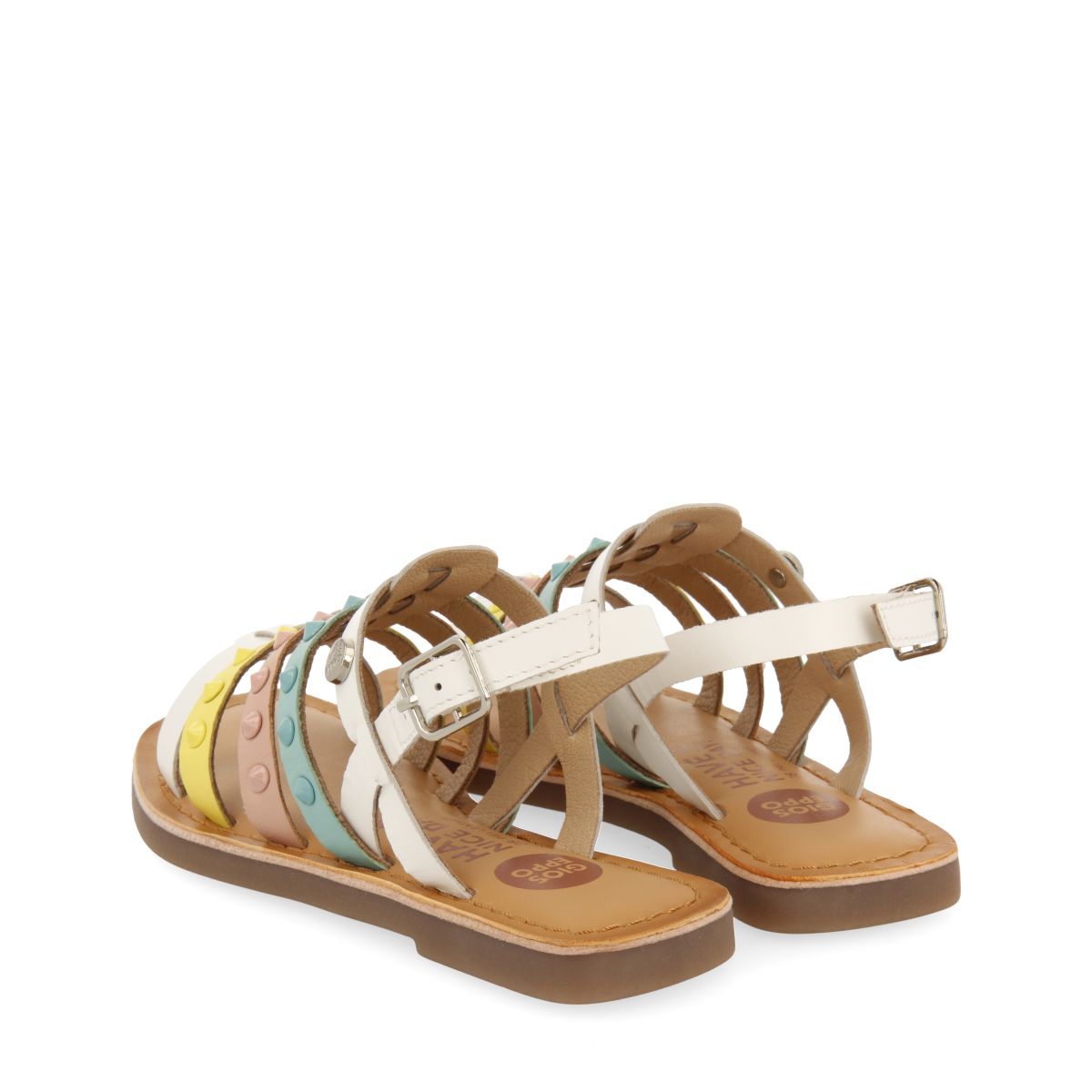 SANDALIAS MULTICOLOR DE PIEL ESTILO ROMANAS PARA NIÑA Y NIÑO BEYNAC