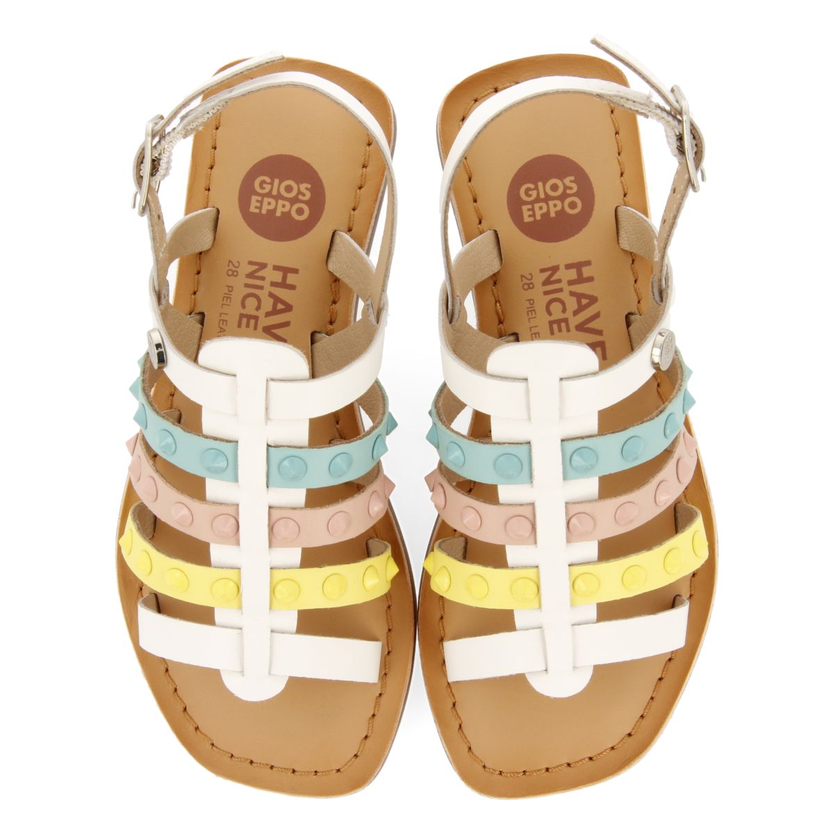 SANDALIAS MULTICOLOR DE PIEL ESTILO ROMANAS PARA NIÑA Y NIÑO BEYNAC