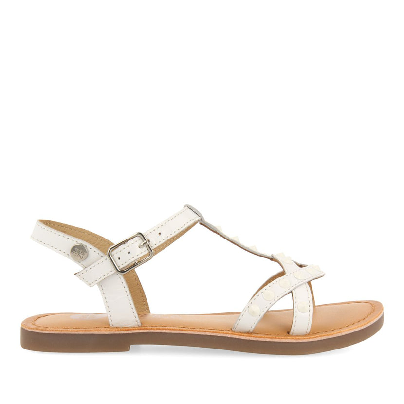 WHITE LEATHER SANDALS WITH STUDS FOR GIRL AND BOY STIBB