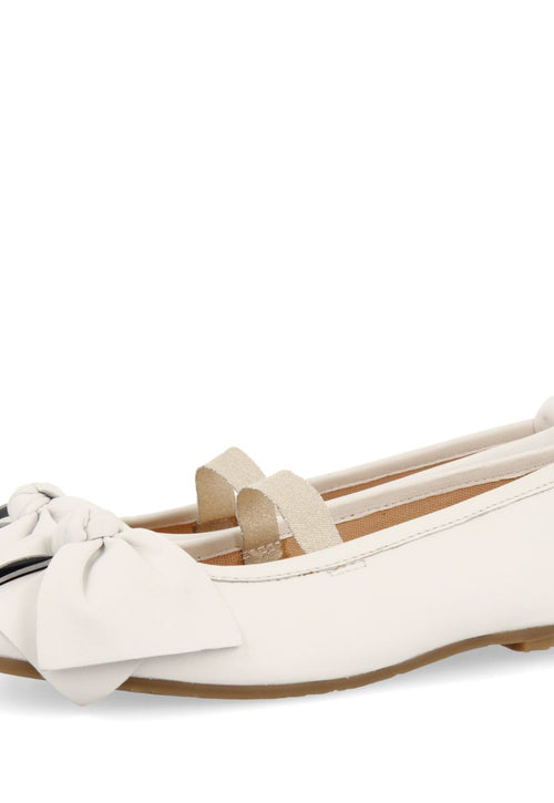 OFF-WHITE SKIN BALLET FLATS WITH BOW FOR GIRL AND BOY TUDY