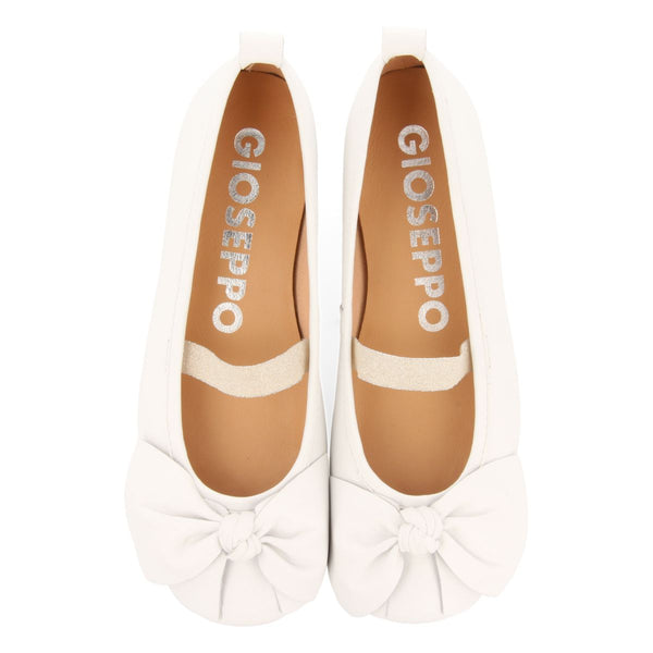 SAPATILHAS DE DANÇA OFF-WHITE DE PELE COM LAÇO PARA MENINA E MENINO TUDY
