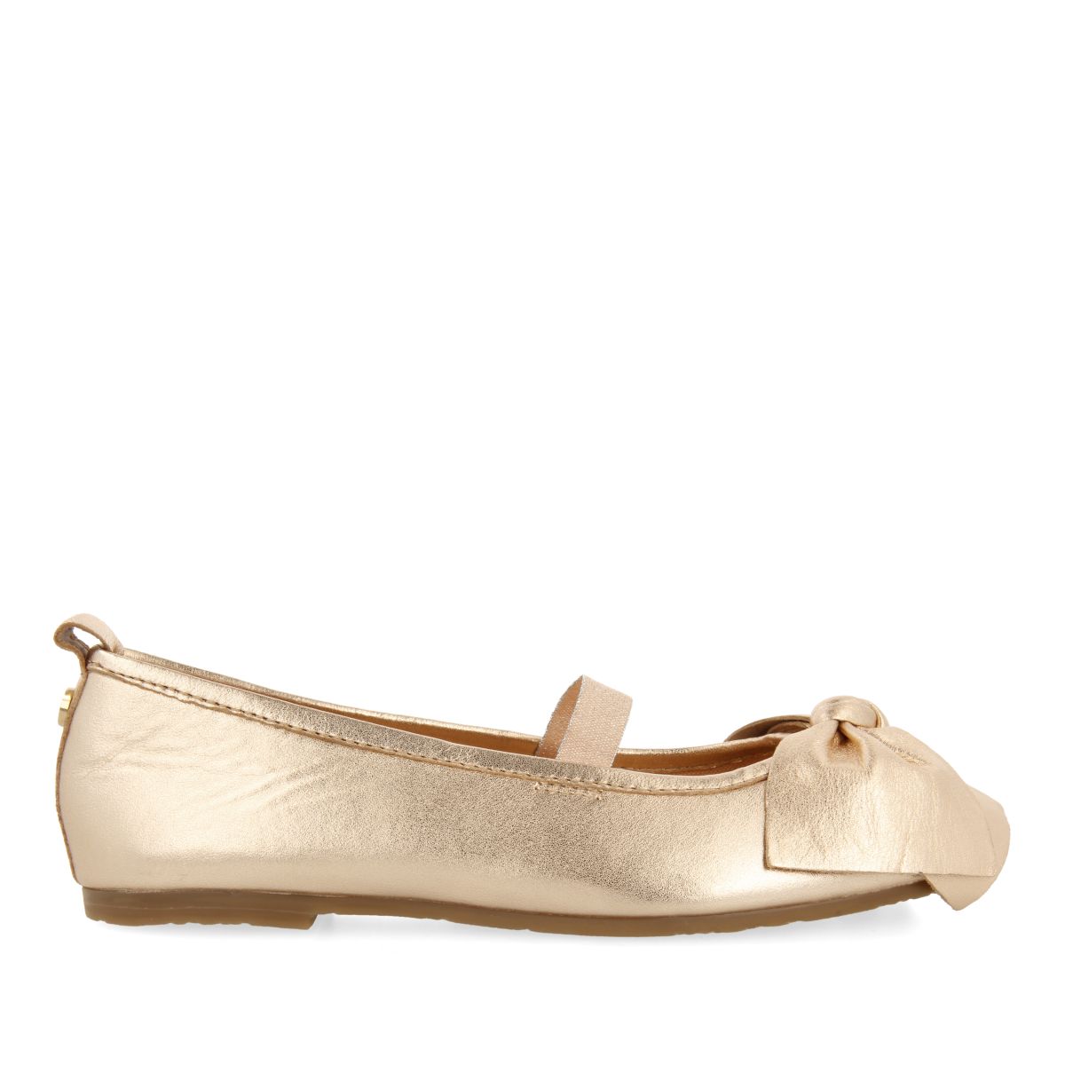 BALLERINE COLOR ORO ROSA IN PELLE CON FIOCCO PER BAMBINA E BAMBINO TUDY