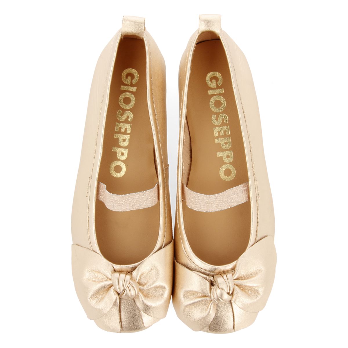 BALLERINE COLOR ORO ROSA IN PELLE CON FIOCCO PER BAMBINA E BAMBINO TUDY