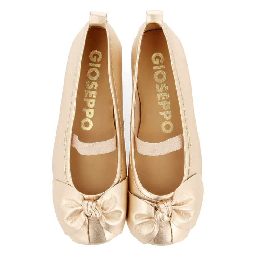 PINK GOLD SKIN BALLET FLATS WITH BOW FOR GIRL AND BOY TUDY
