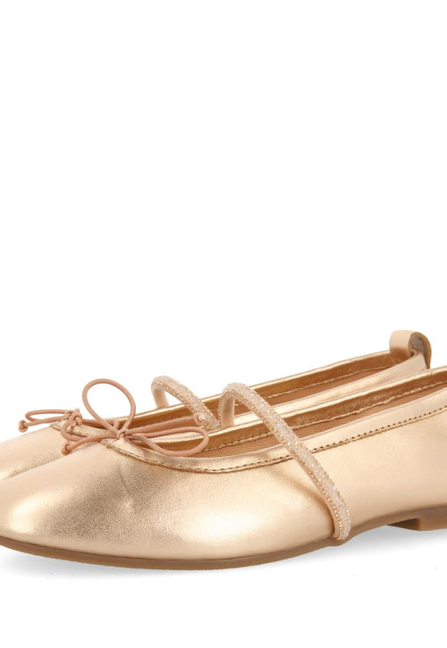 PINK GOLD SKIN BALLET FLATS WITH EMBELLISHMENTS FOR GIRL AND BOY DERJAN