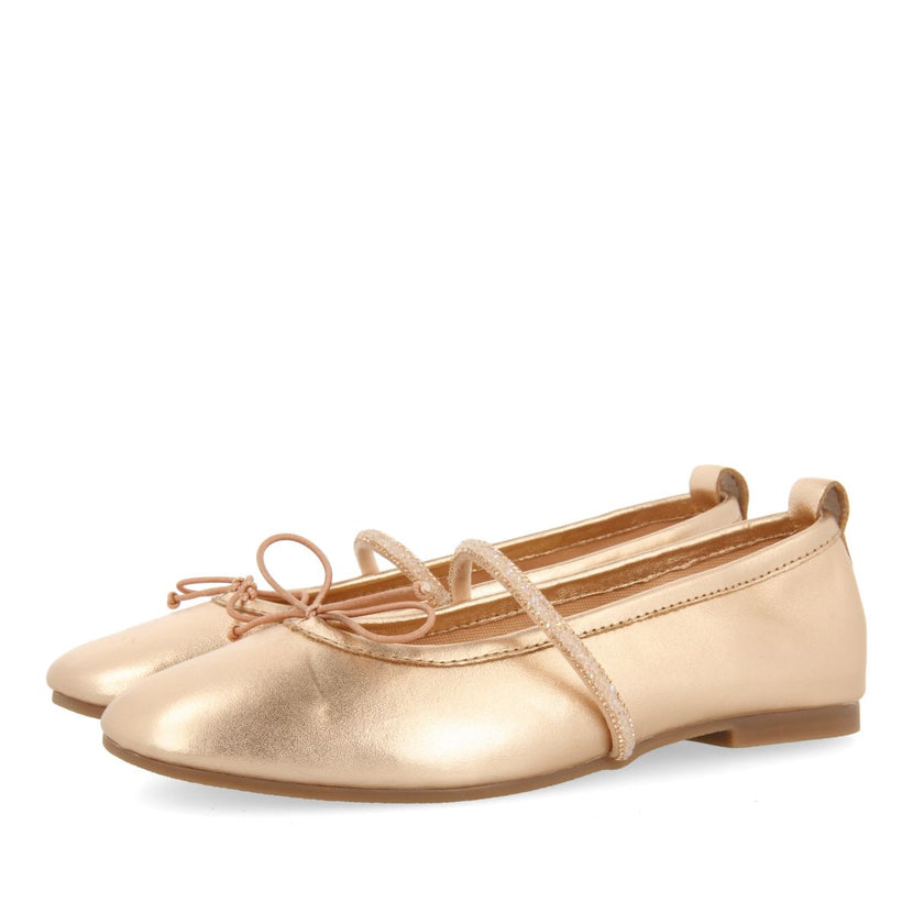 PINK GOLD SKIN BALLET FLATS WITH EMBELLISHMENTS FOR GIRL AND BOY DERJAN