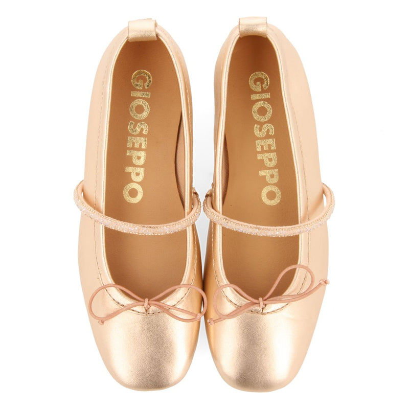 BALLERINES EN CUIR ROSE DORÉ AVEC STRASS POUR FILLE ET GARÇON DERJAN