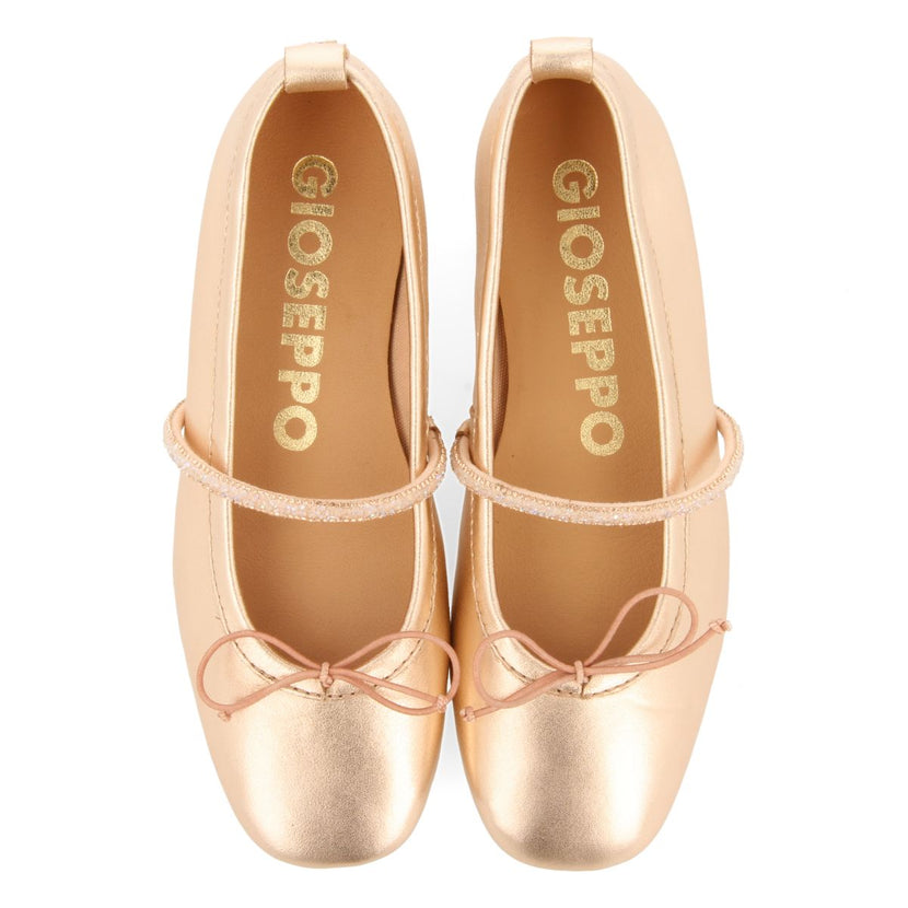 PINK GOLD SKIN BALLET FLATS WITH EMBELLISHMENTS FOR GIRL AND BOY DERJAN