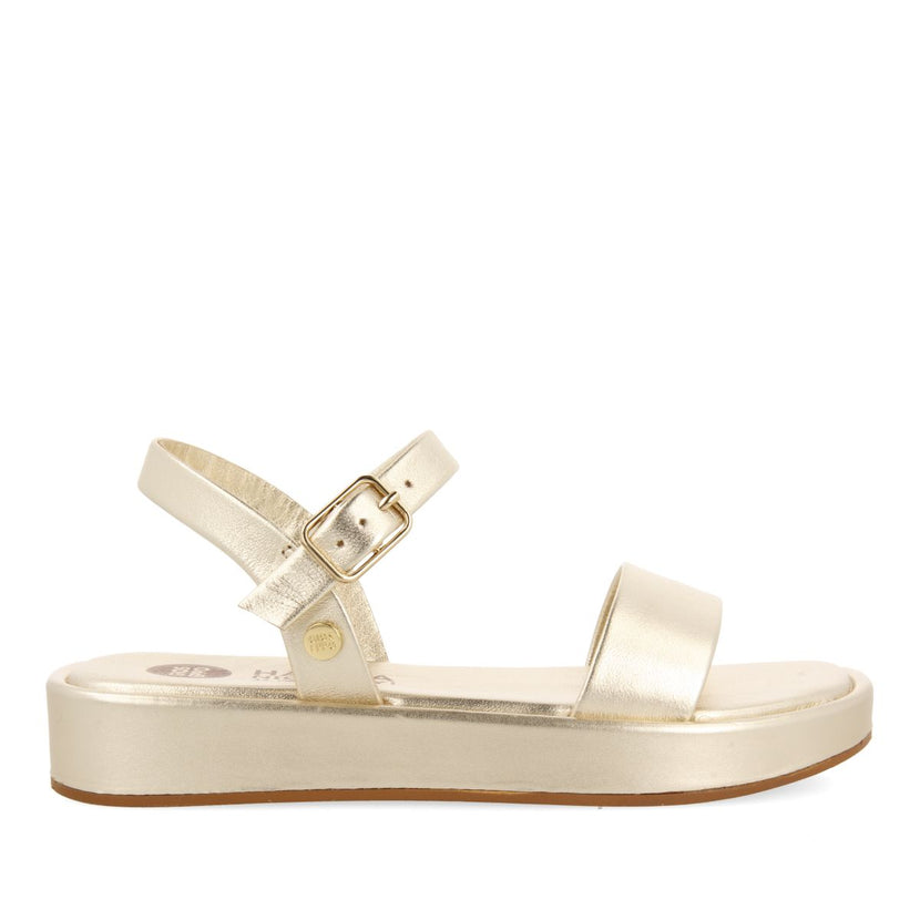 GOLDEN LEATHER AND FLOOR SANDALS WITH VOLUME FOR GIRL AND BOY SHEZE