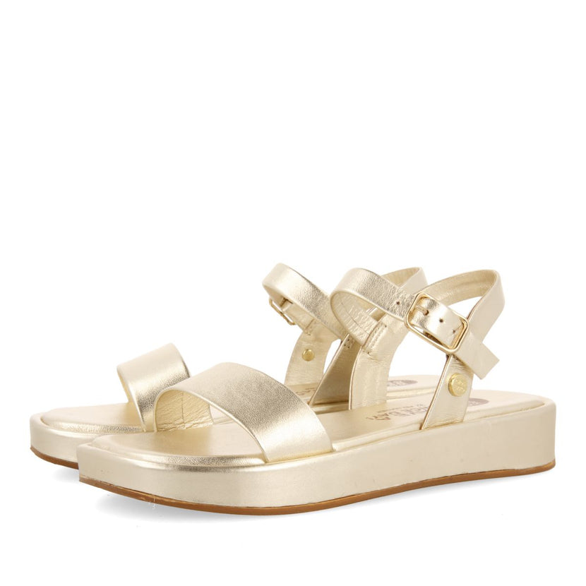 GOLDEN LEATHER AND FLOOR SANDALS WITH VOLUME FOR GIRL AND BOY SHEZE