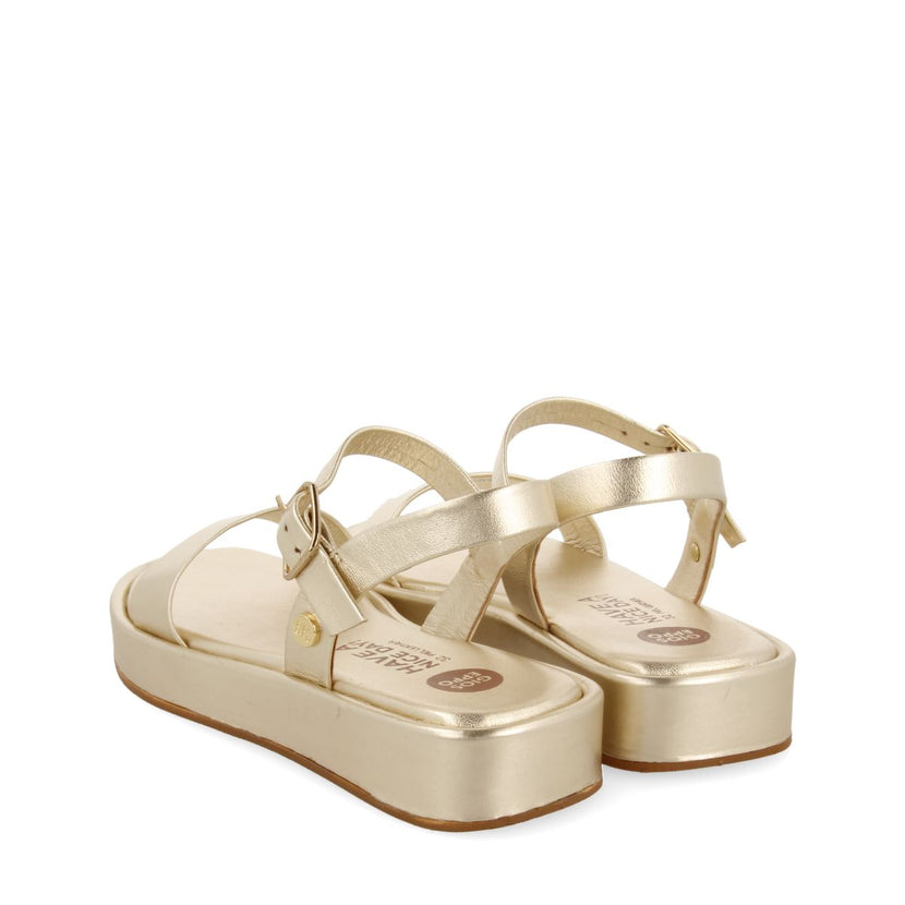 GOLDEN LEATHER AND FLOOR SANDALS WITH VOLUME FOR GIRL AND BOY SHEZE