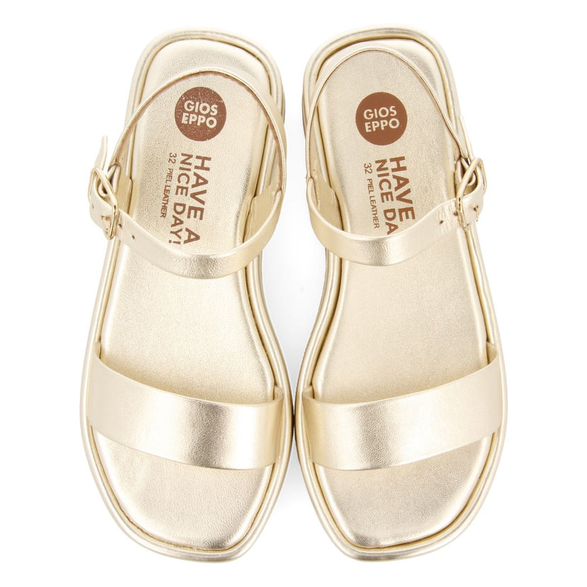 GOLDEN LEATHER AND FLOOR SANDALS WITH VOLUME FOR GIRL AND BOY SHEZE