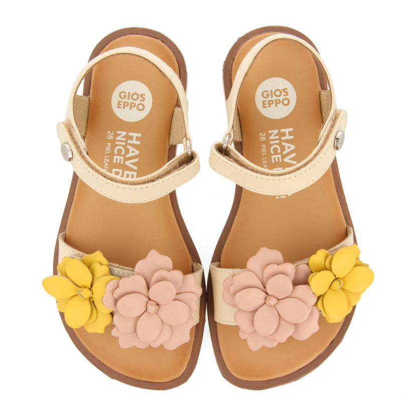 MULTICOLOR LEATHER SANDALS WITH FLOWER DECORATION FOR GIRL AND BOY NEHALEM