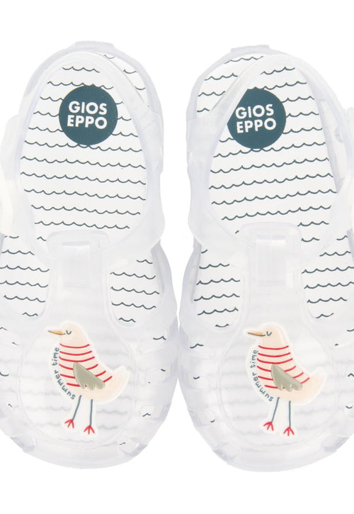 TRANSPARENT CRAB SHOES WITH SEAGULL PATCH FOR BABY MOSSET