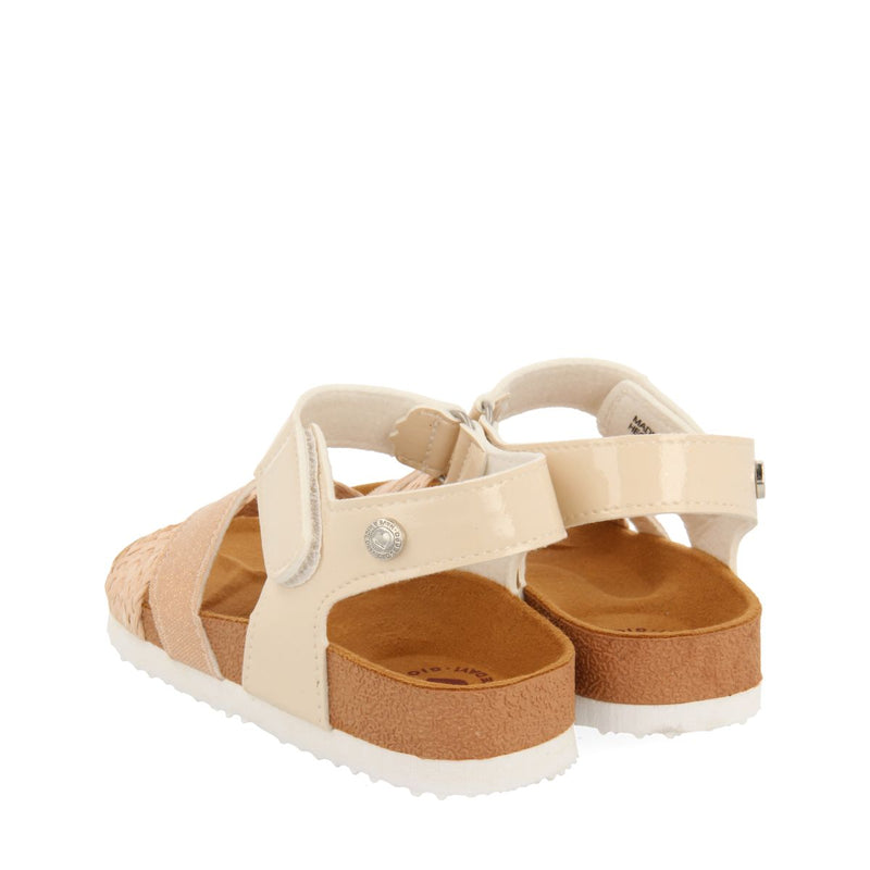 CHANCLAS DE SUELA BIO COLOR NUDE CON GLITTER Y TRENZADO EN RAFIA PARA NIÑA Y NIÑO BIVONA