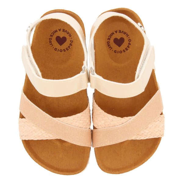 CHANCLAS DE SUELA BIO COLOR NUDE CON GLITTER Y TRENZADO EN RAFIA PARA NIÑA Y NIÑO BIVONA