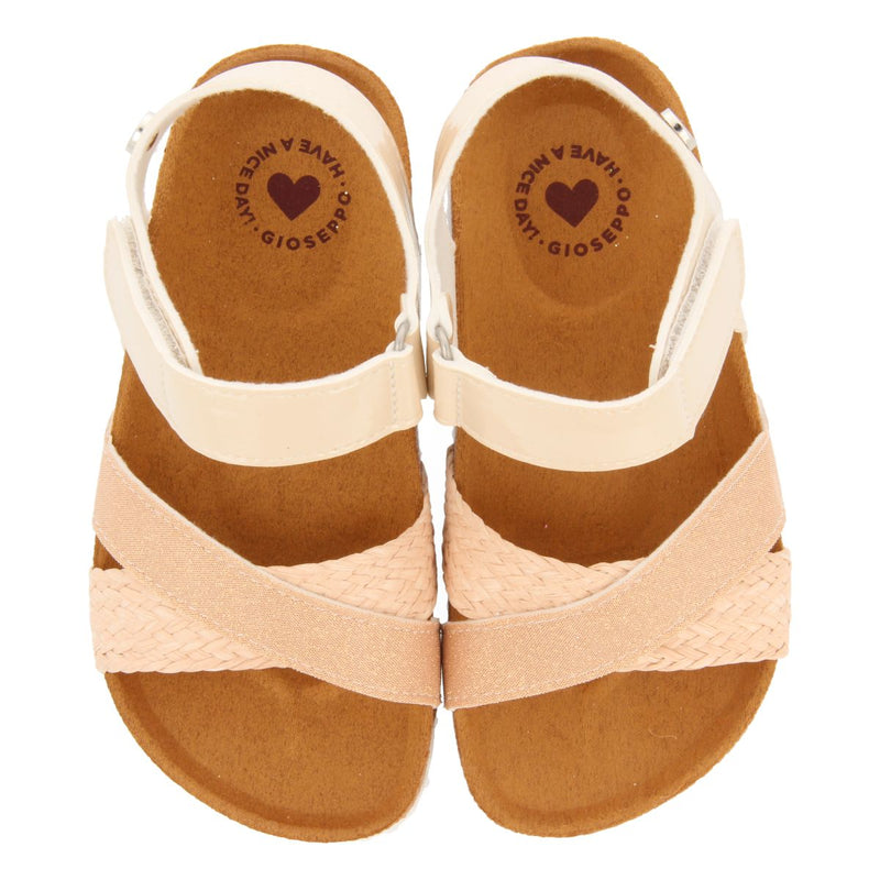 CHANCLAS DE SUELA BIO COLOR NUDE CON GLITTER Y TRENZADO EN RAFIA PARA NIÑA Y NIÑO BIVONA