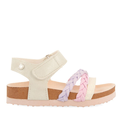 TONGS EN SEMELLE BIO MULTICOLORE AVEC DÉTAILS EN PAILLETTES ET TRESSAGE EN RAFIA POUR FILLE ET GARÇON DELIA