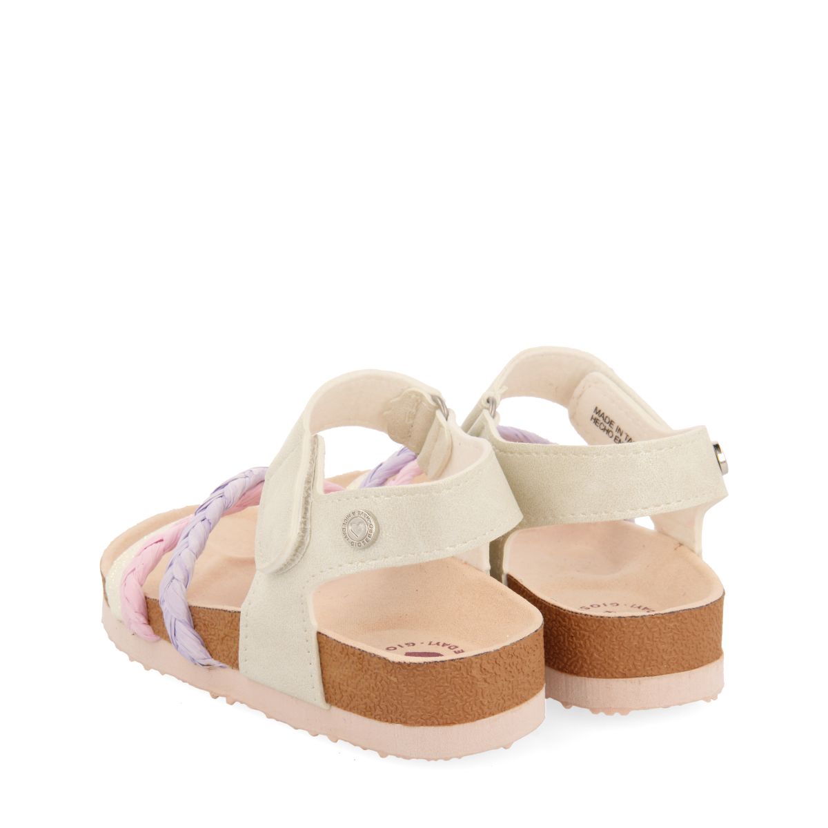 CHANCLAS DE SUELA BIO MULTICOLOR CON DETALLES EN GLITTER Y TRENZADO EN RAFIA PARA NIÑA Y NIÑO DELIA