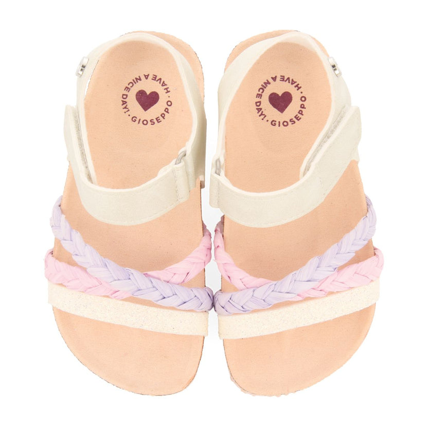 TONGS EN SEMELLE BIO MULTICOLORE AVEC DÉTAILS EN PAILLETTES ET TRESSAGE EN RAFIA POUR FILLE ET GARÇON DELIA