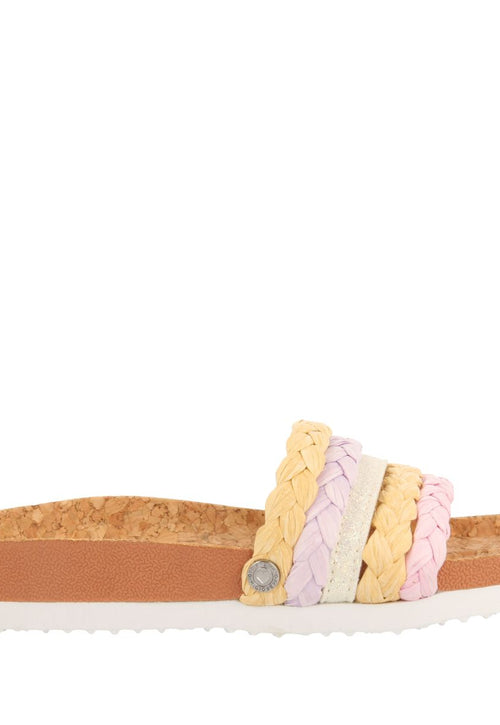 CHANCLAS DE SUELA BIO MULTICOLOR CON TRENZADO EN RAFIA Y DETALLES EN GLITTER PARA NIÑA Y NIÑO KATUND