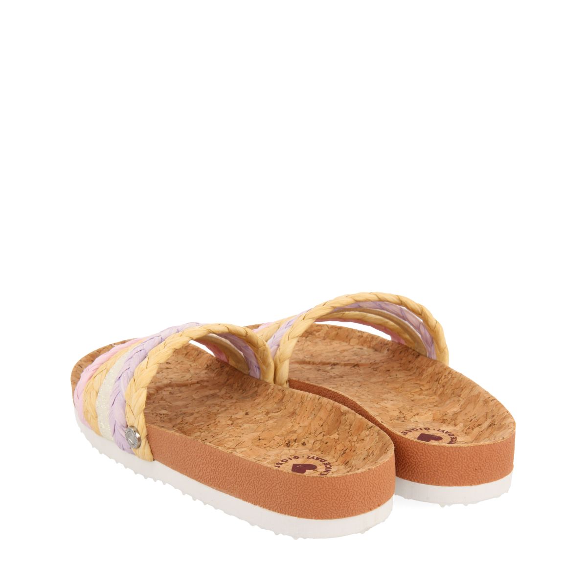 CHANCLAS DE SUELA BIO MULTICOLOR CON TRENZADO EN RAFIA Y DETALLES EN GLITTER PARA NIÑA Y NIÑO KATUND
