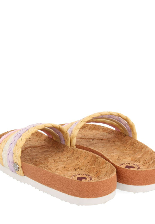 CHANCLAS DE SUELA BIO MULTICOLOR CON TRENZADO EN RAFIA Y DETALLES EN GLITTER PARA NIÑA Y NIÑO KATUND