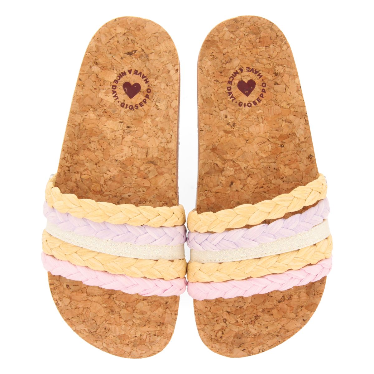 CHANCLAS DE SUELA BIO MULTICOLOR CON TRENZADO EN RAFIA Y DETALLES EN GLITTER PARA NIÑA Y NIÑO KATUND