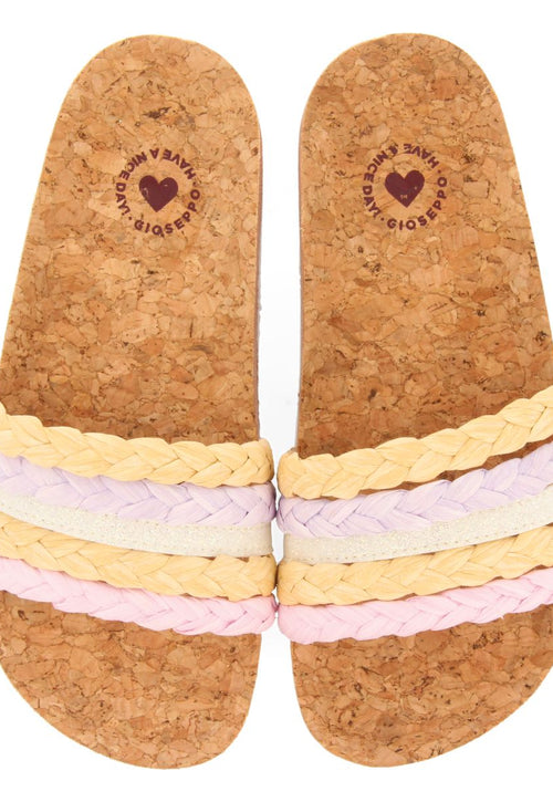 CHANCLAS DE SUELA BIO MULTICOLOR CON TRENZADO EN RAFIA Y DETALLES EN GLITTER PARA NIÑA Y NIÑO KATUND