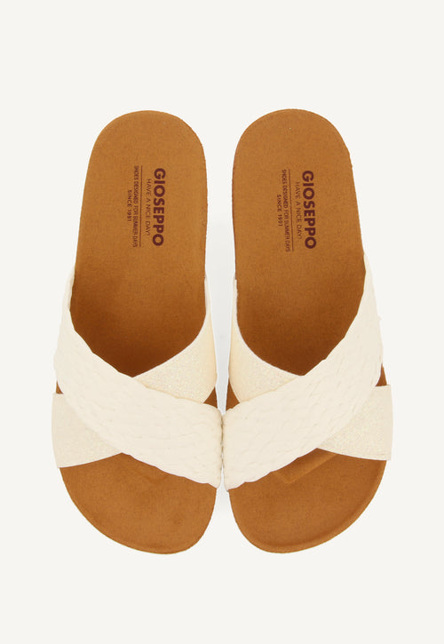 SANDALIAS CON CUÑA TIPO BIO Y TIRAS BLANCAS PARA MUJER GOULDS
