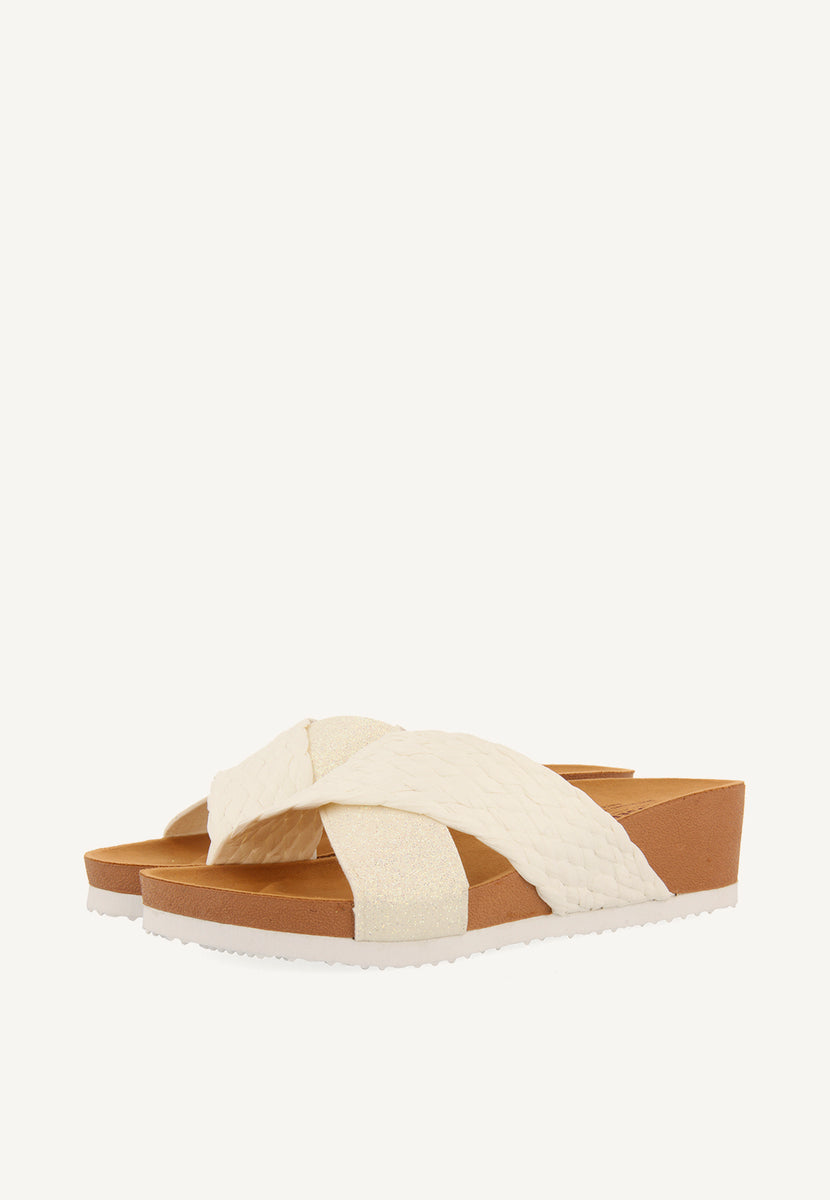 WEDGE SANDALS WITH WHITE STRAPS FOR WOMEN GOULDS