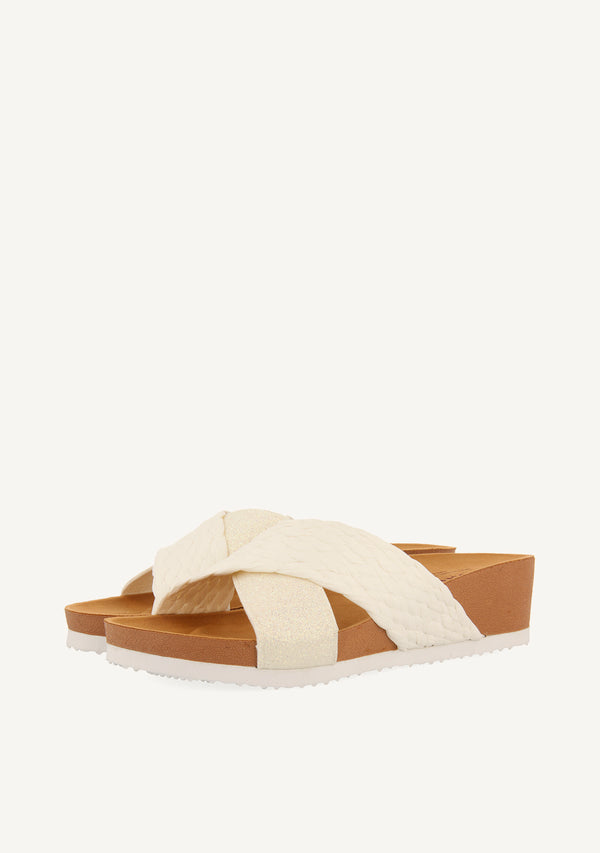 WEDGE SANDALS WITH WHITE STRAPS FOR WOMEN GOULDS