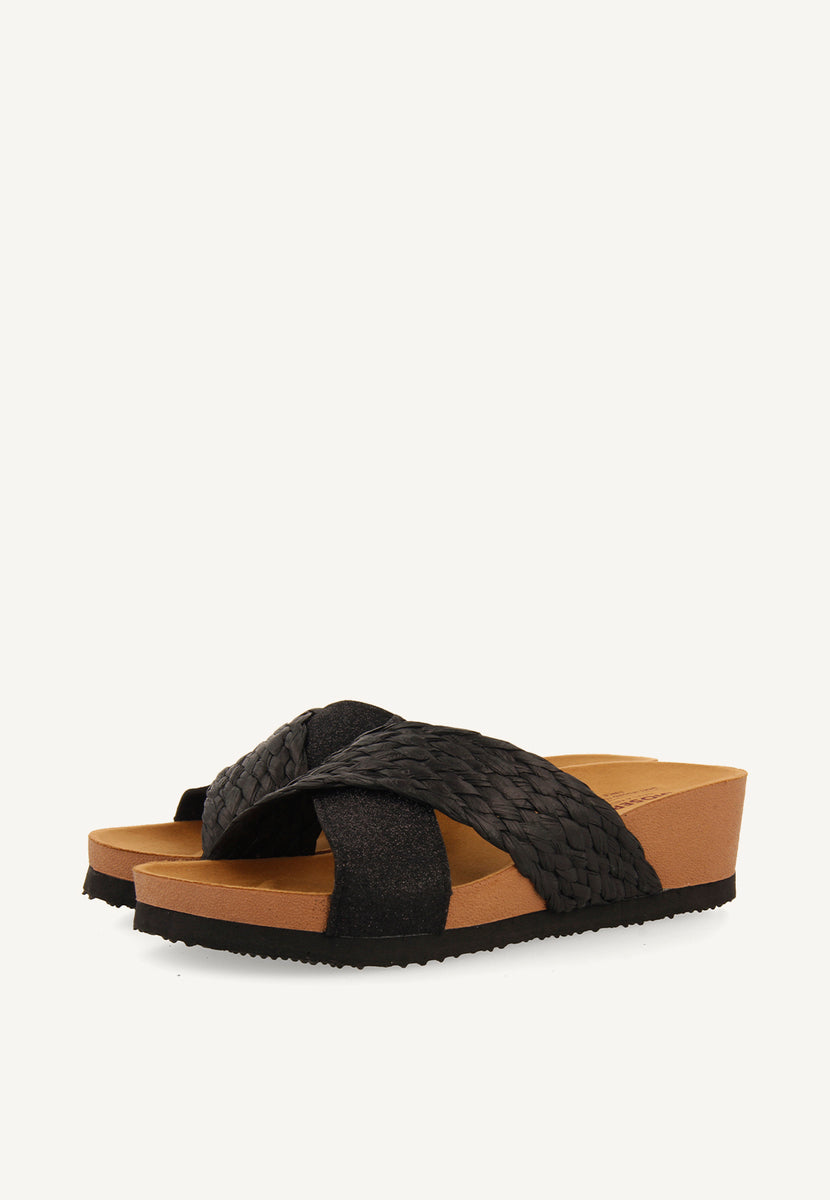 WEDGE SANDALS WITH BLACK STRAPS FOR WOMEN GOULDS