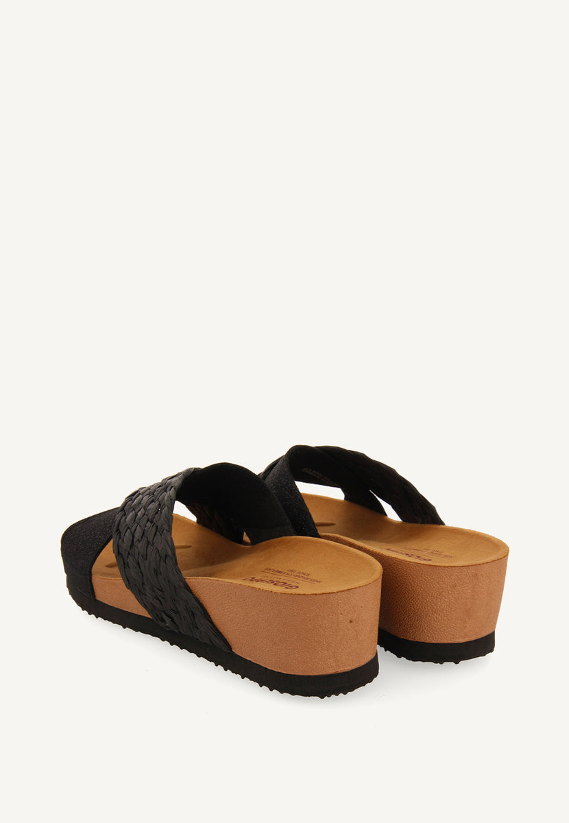 WEDGE SANDALS WITH BLACK STRAPS FOR WOMEN GOULDS