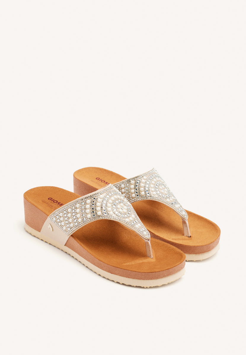 SANDALI CON ZEPPA E STRISCE CON STRASS PER DONNA BODMIN 