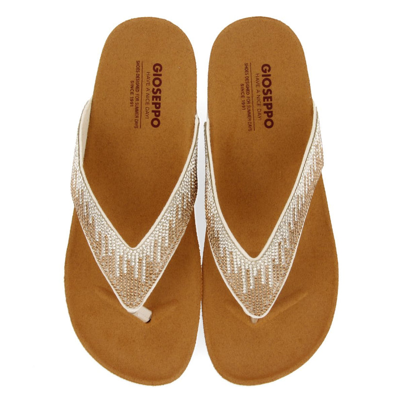 WEDGE SANDALS WITH NUDE COLOR STRAP AND RHINESTONES FOR WOMEN ISNELLO