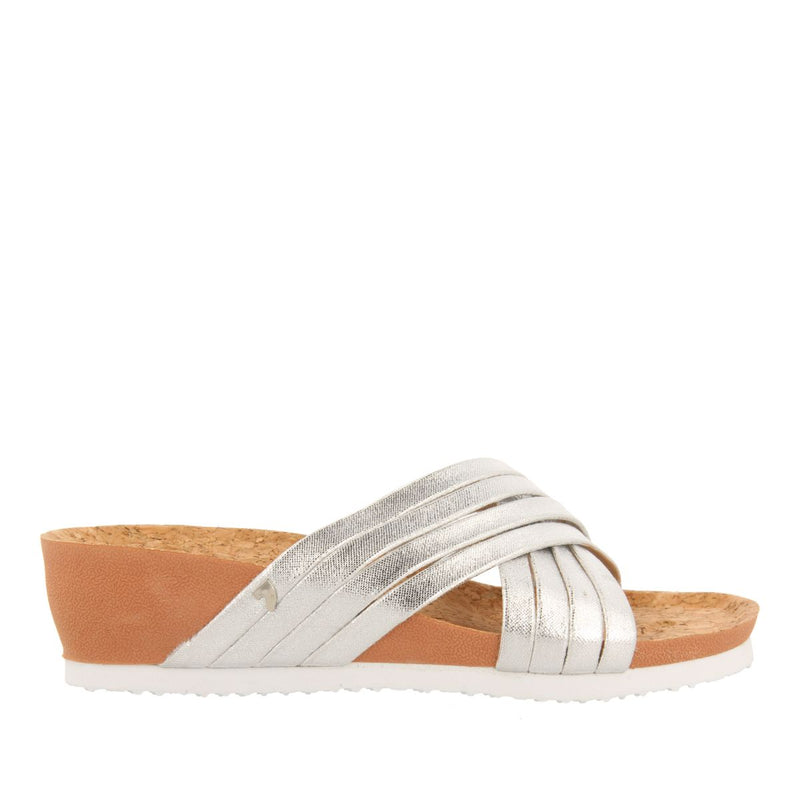 WEDGE SANDALS WITH SILVER STRAPS FOR WOMEN BREAGE