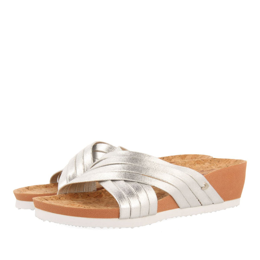 WEDGE SANDALS WITH SILVER STRAPS FOR WOMEN BREAGE