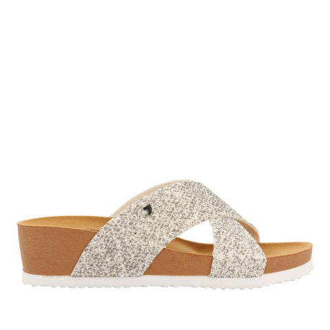 WOMEN'S GEARHART SANDALS WITH METALLIC STRAPS AND WEDGE