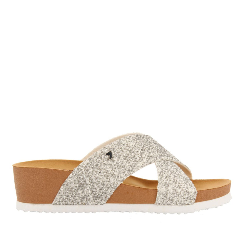 WOMEN'S GEARHART SANDALS WITH METALLIC STRAPS AND WEDGE
