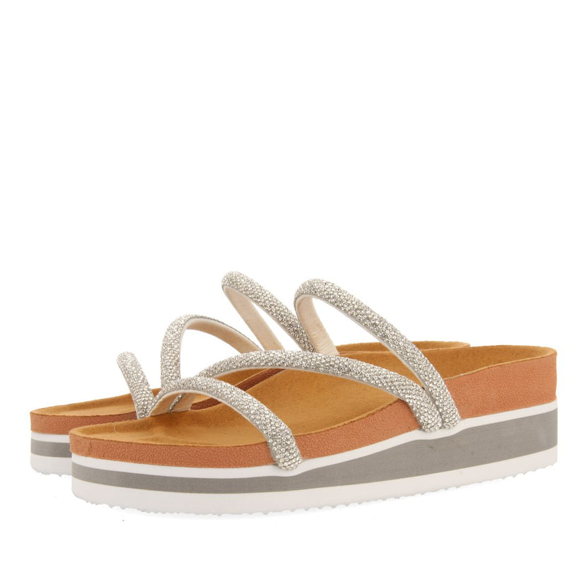 WEDGE SANDALS WITH SILVER RHINESTONE STRAPS FOR WOMEN BENCOVAC