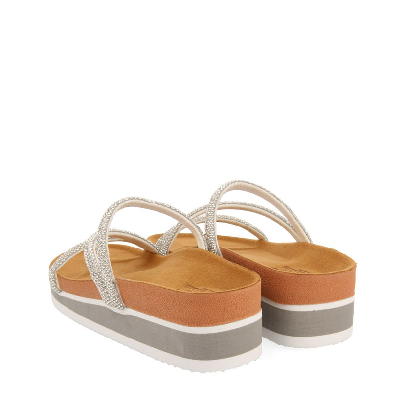 WEDGE SANDALS WITH SILVER RHINESTONE STRAPS FOR WOMEN BENCOVAC
