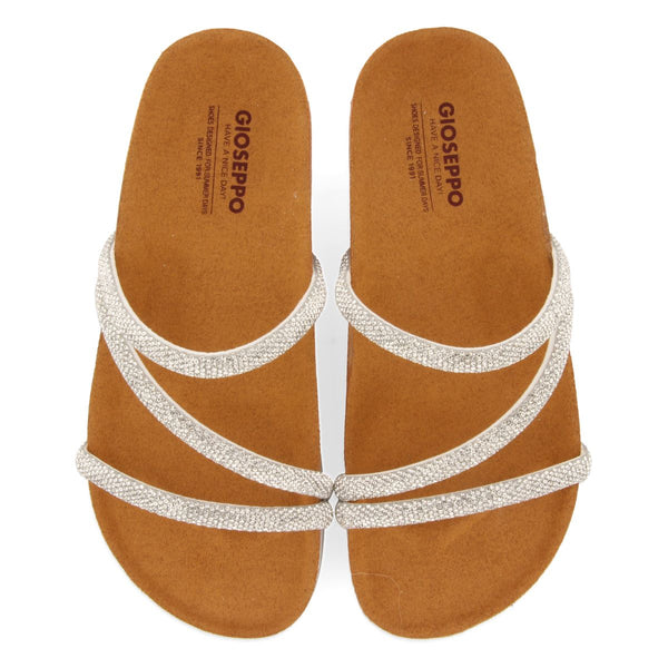 WEDGE SANDALS WITH SILVER RHINESTONE STRAPS FOR WOMEN BENCOVAC