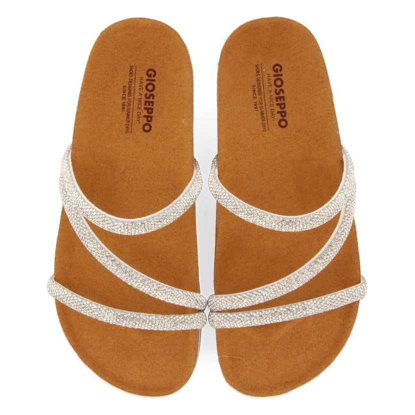 WEDGE SANDALS WITH SILVER RHINESTONE STRAPS FOR WOMEN BENCOVAC