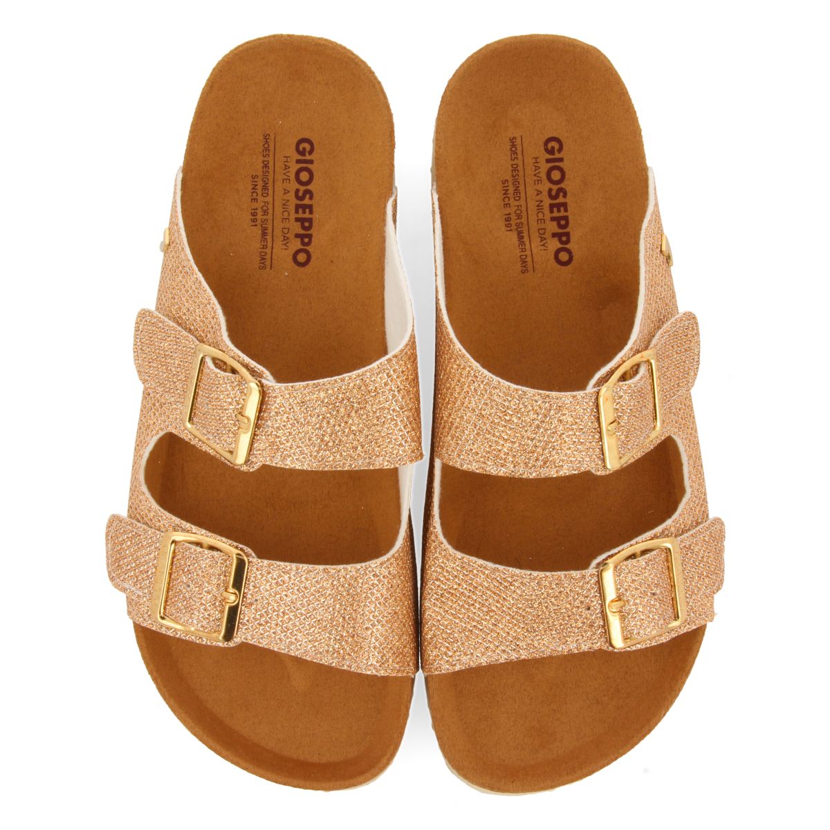 SANDALIAS CON CUÑA TIPO BIO Y TIRAS DORADAS PARA MUJER MARGATE